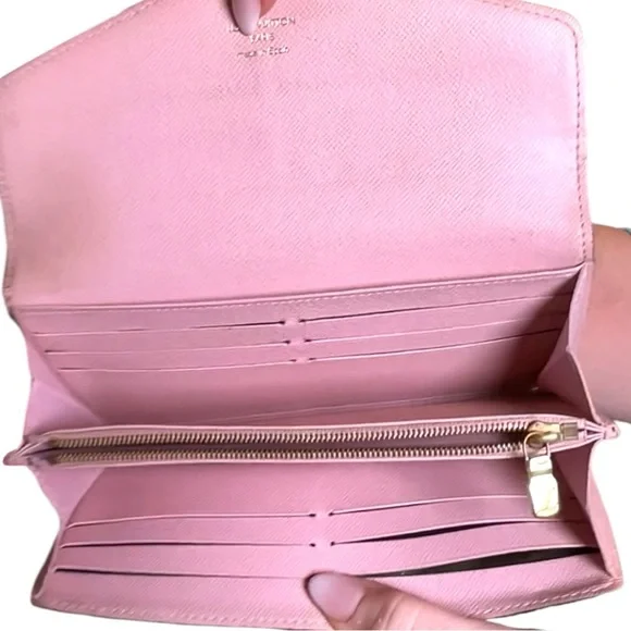 Louis Vuitton Sarah Wallet Damier Ebene Canvas Rose Ballerine Interior - Picture 7 of 17